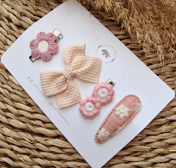 Haarspeldjes Kind - Mix - Roze/Wit - Bloemen
