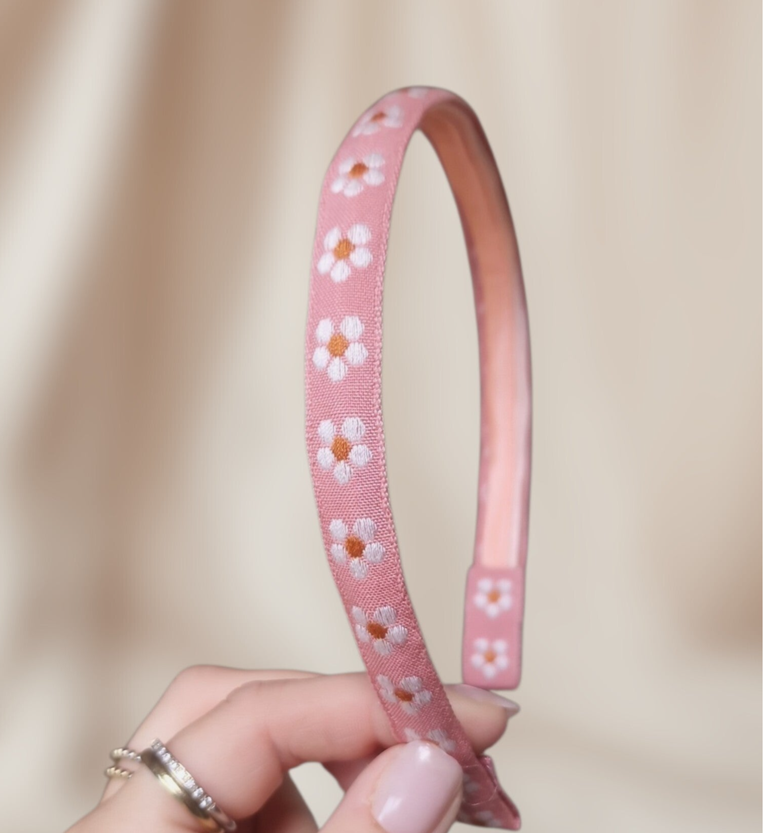 Haarband Diadeem - Bloemen - Roze/Wit