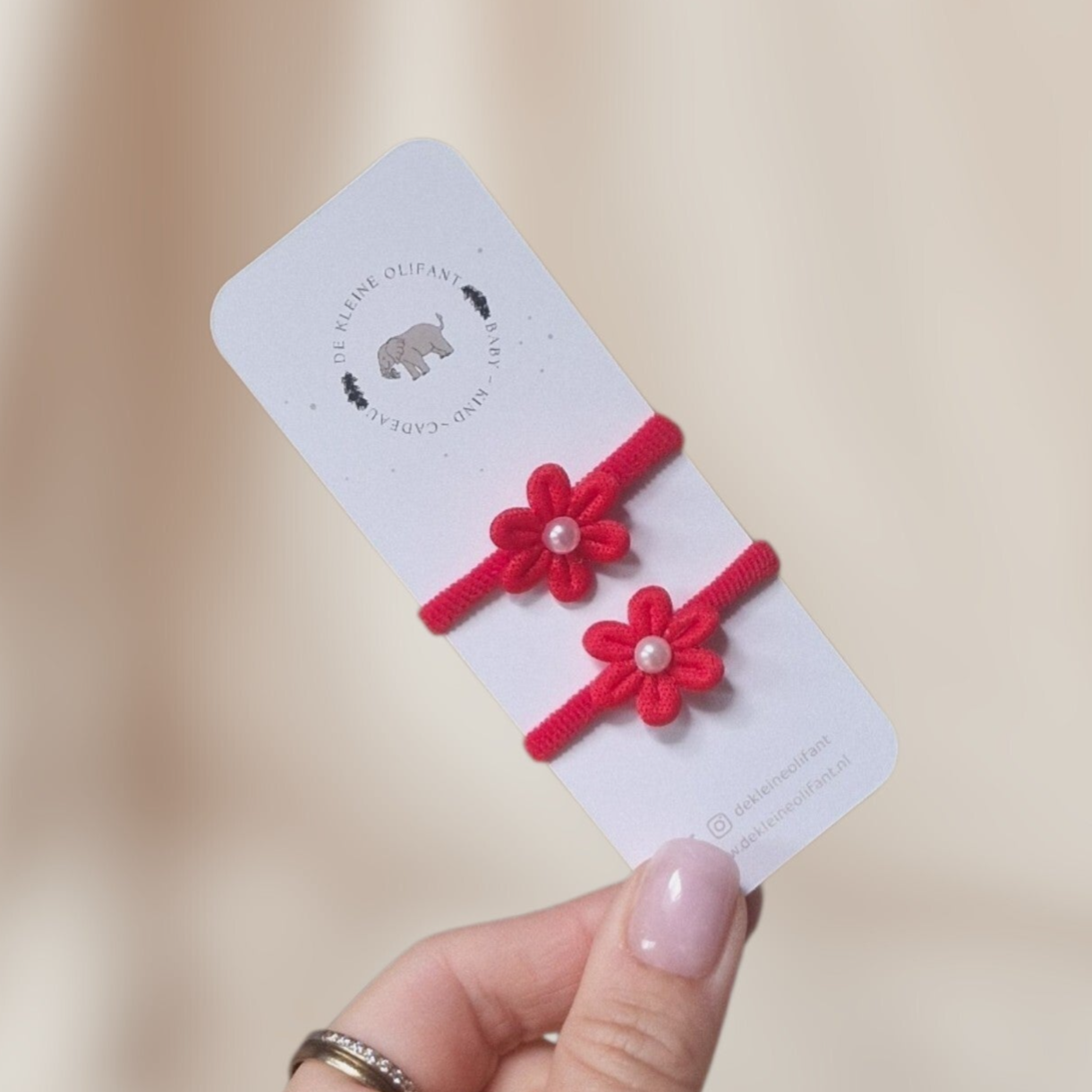 Haarelastiekjes Baby - Rood/Bloemen
