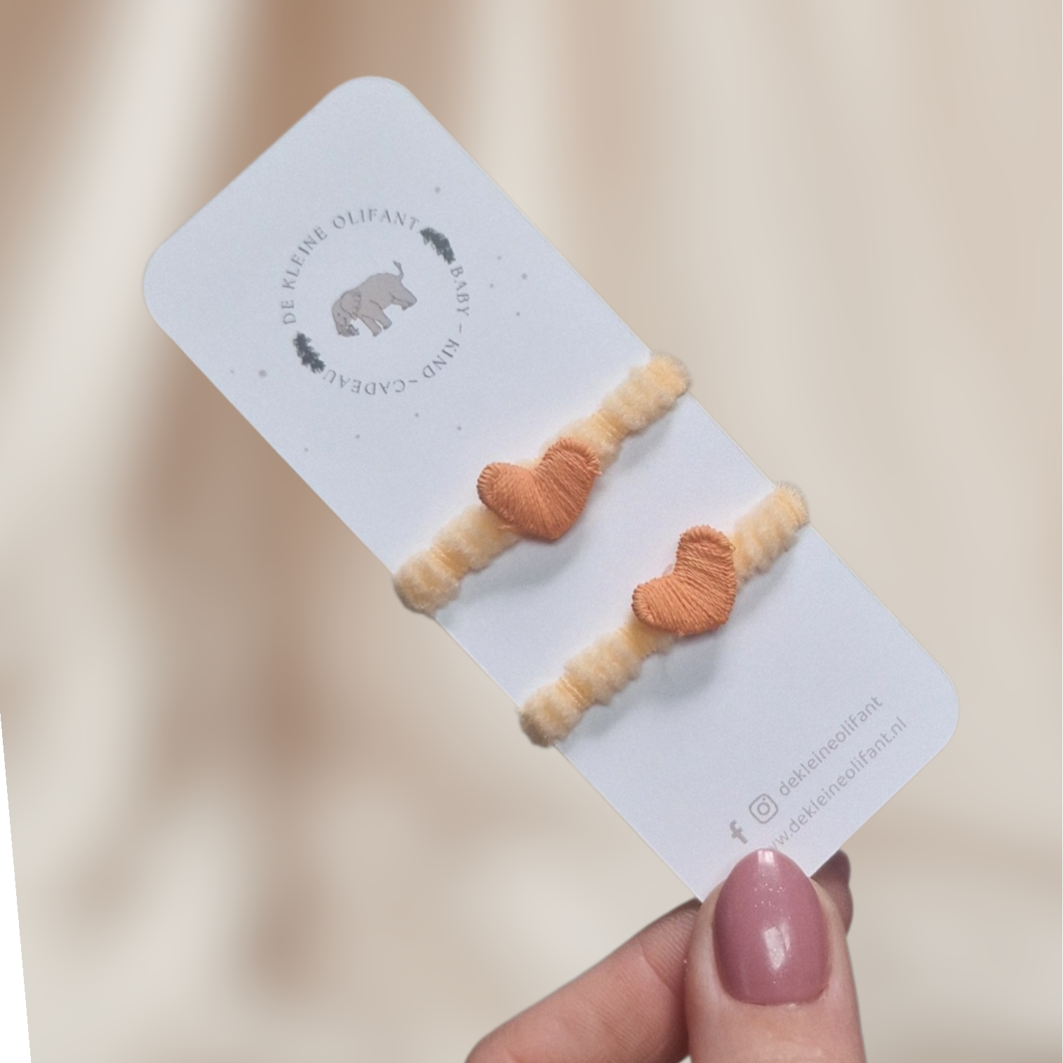 Haarelastiekjes Baby - Hartjes/Licht Oranje