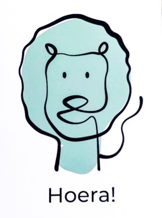 Wenskaart Leeuw - Hoera