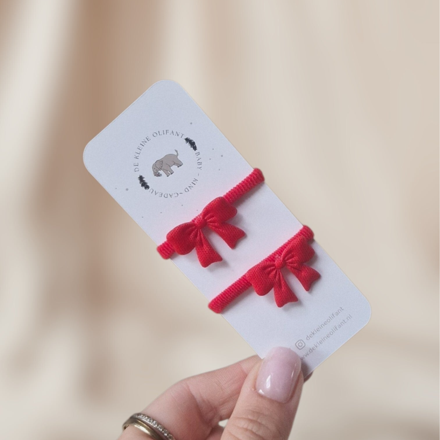 Haarelastiekjes Baby - Rood/Strikjes