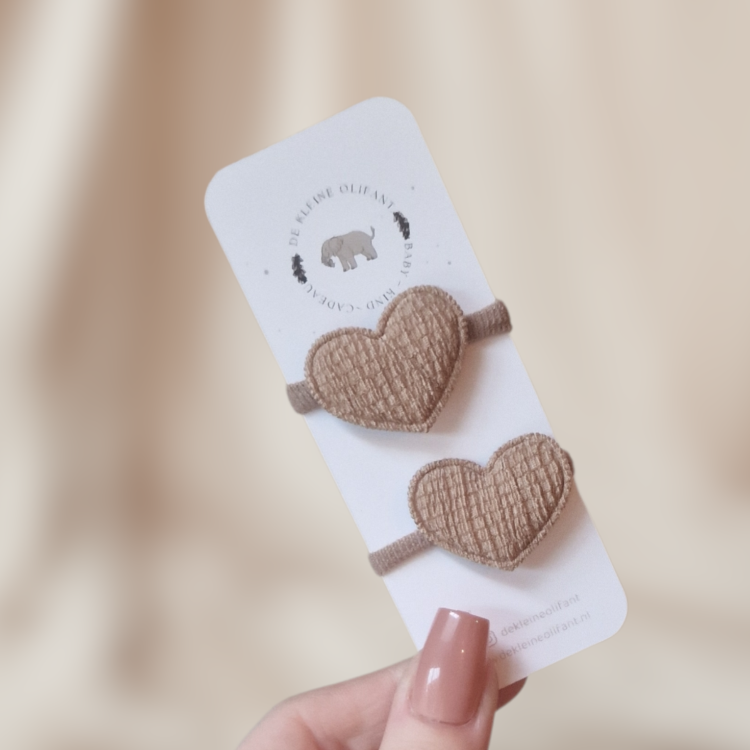 Haarelastiekjes Baby - Hartjes/Bruin