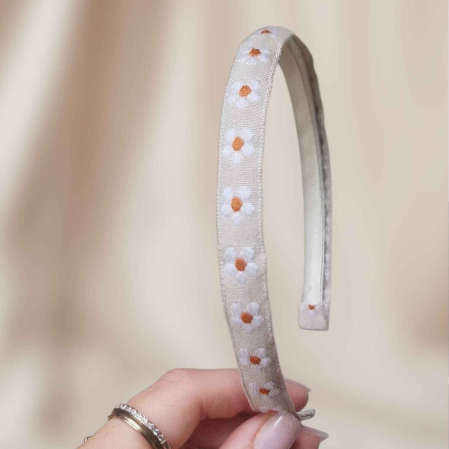 Haarband Diadeem - Bloemen - Grijs/Wit