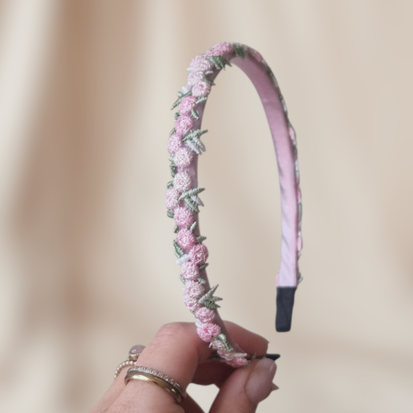 Haarband Diadeem - Bloemen - Lichtroze/Groen