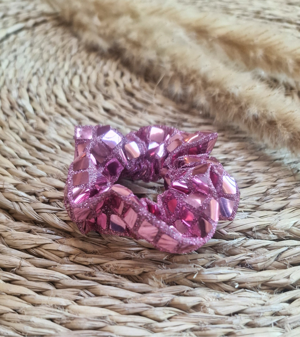 Scrunchie Kind - Pailletten /Roze