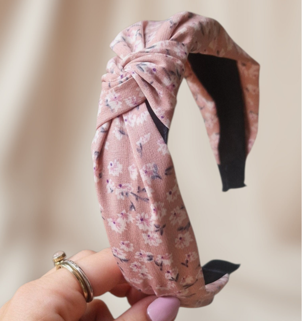 Haarband Knoop - Bloemen - Roze/Paars