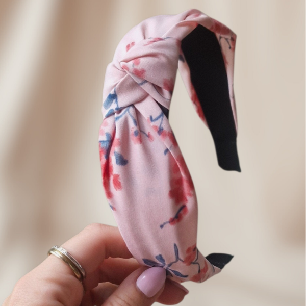 Haarband Knoop - Bloementak - Roze/Rood/Paars