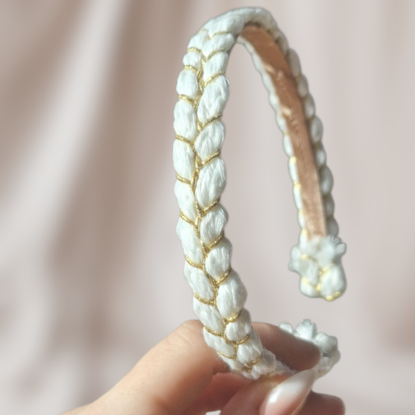 Haarband Diadeem - Goud/ Wit - Kabel