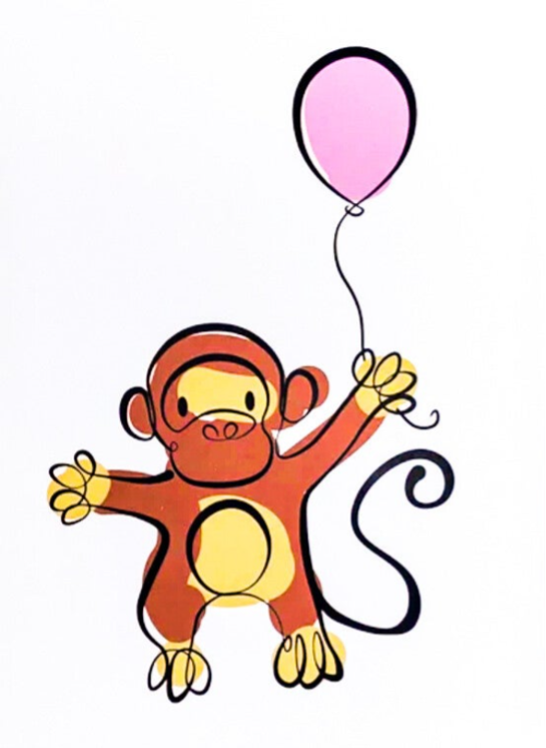 Wenskaart - Aap Ballon Roze