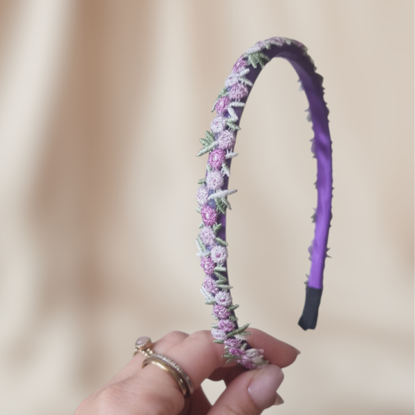 Haarband Diadeem - Bloemen - Paars/Groen