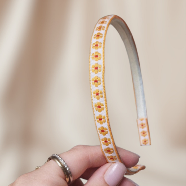 Haarband Diadeem - Bloemen - Geel/Oranje