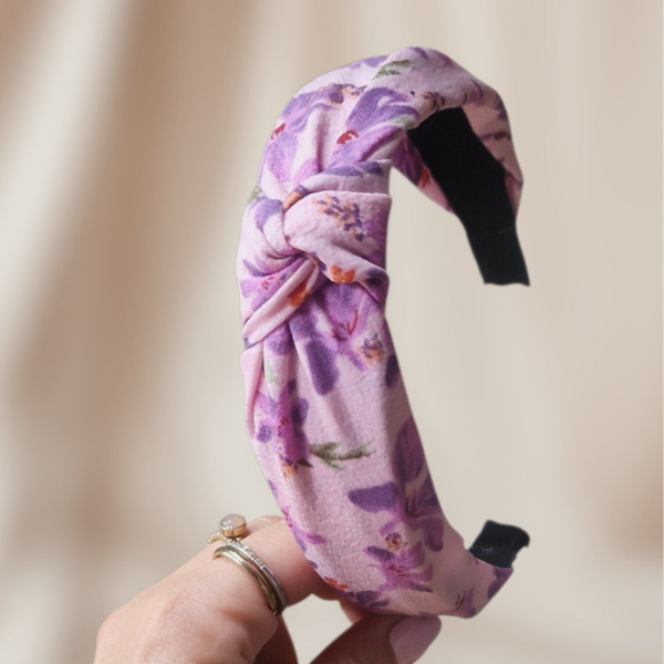 Haarband Knoop - Paarse Bloemen