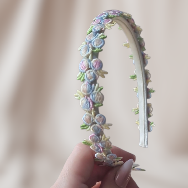 Haarband Diadeem - Blauw/Geel/Roze - Bloemen