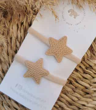 Haarelastiekjes Kind- Ster Ribstof - Beige