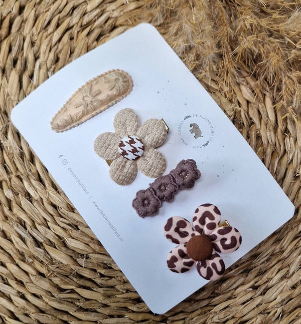 Haarspeldjes Kind- Mix - Bloem /Bruin