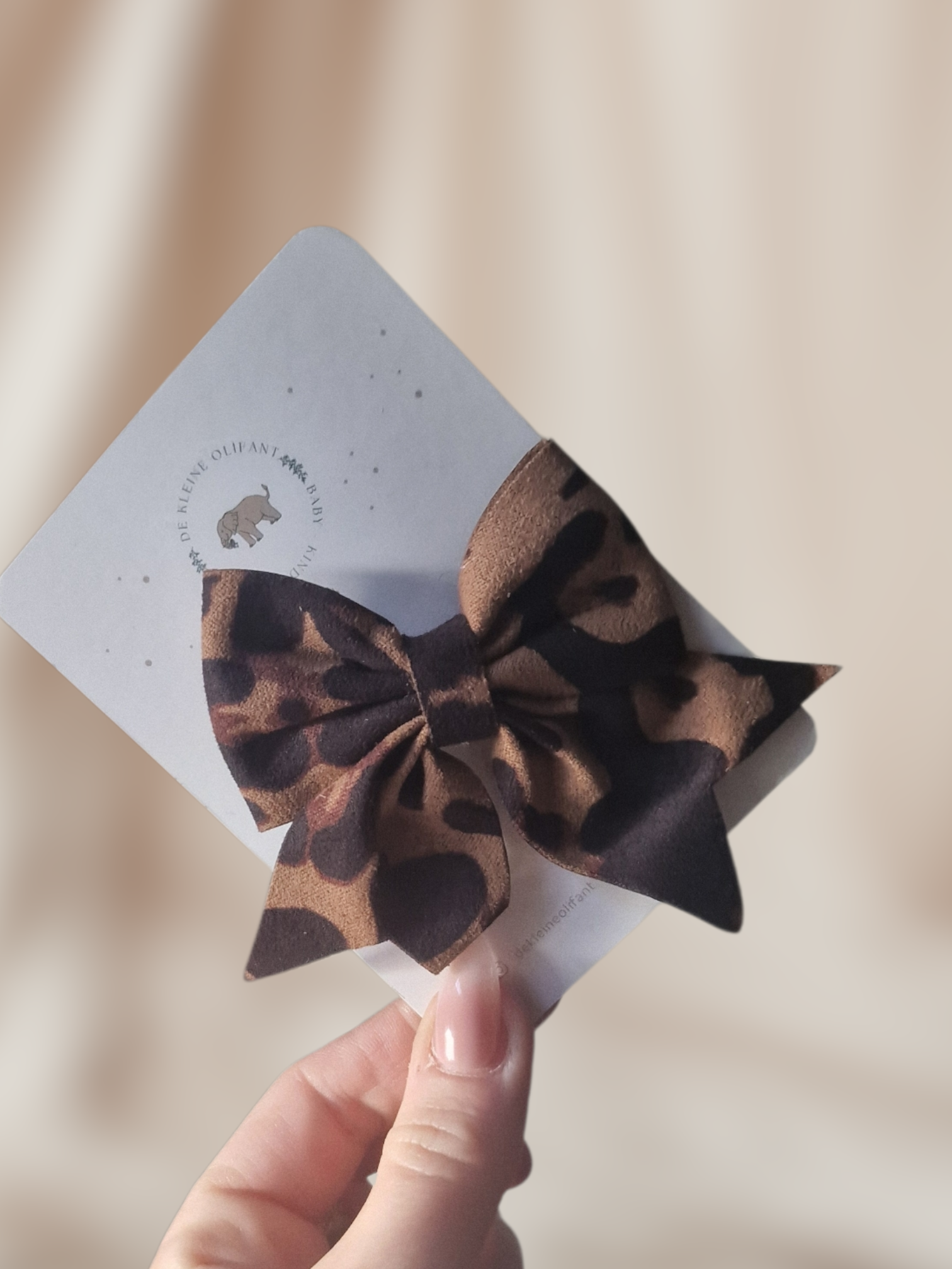 Haarspeld Kind - Grote Strik - Bruin/Beige Panter