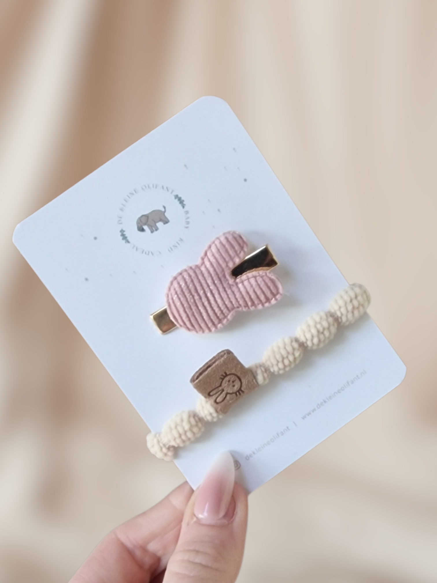 Haarspeldje & Haarelastiek Kind - Roze Konijn