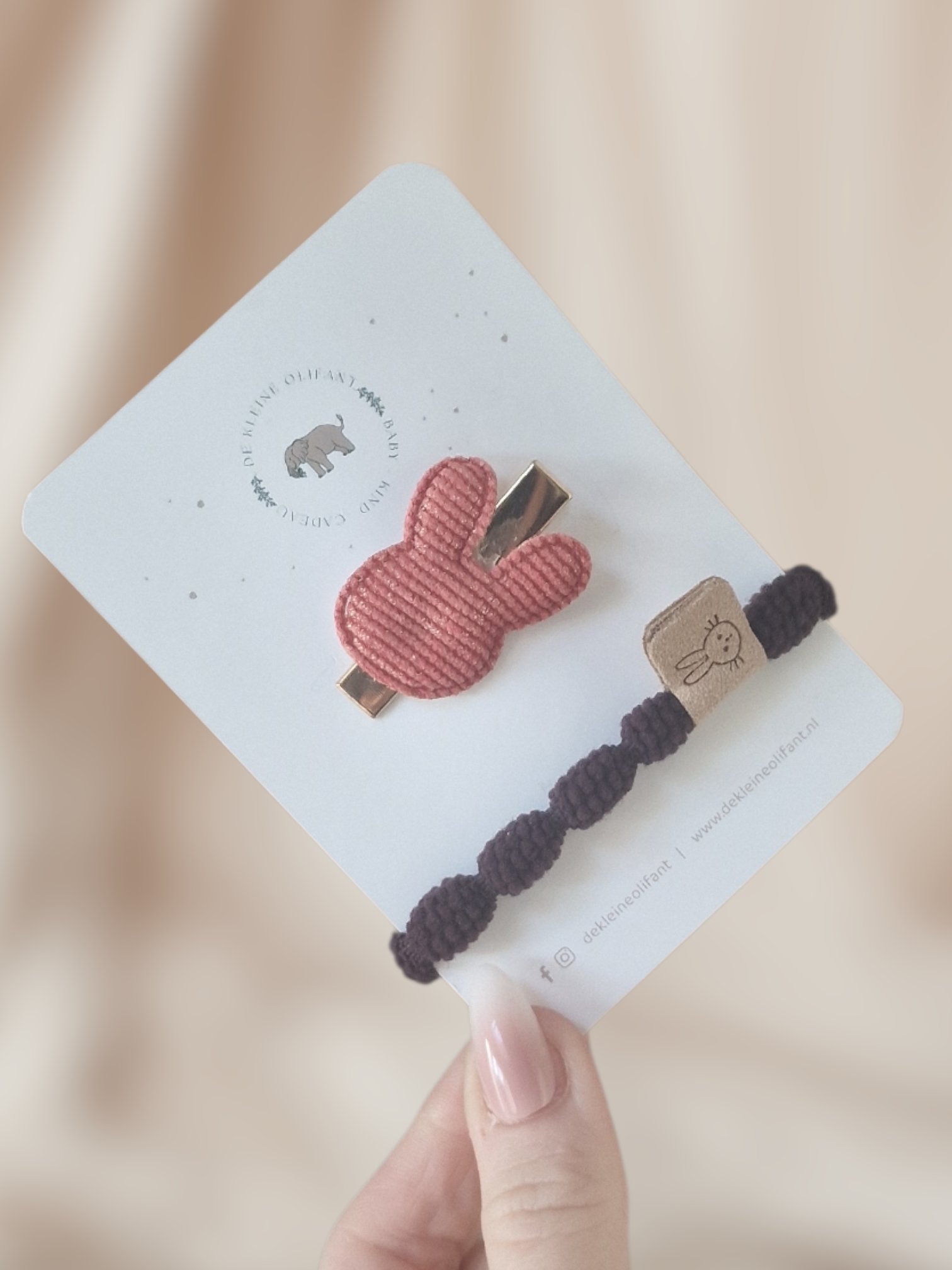 Haarspeldje & Haarelastiekje Kind - Rood Konijn