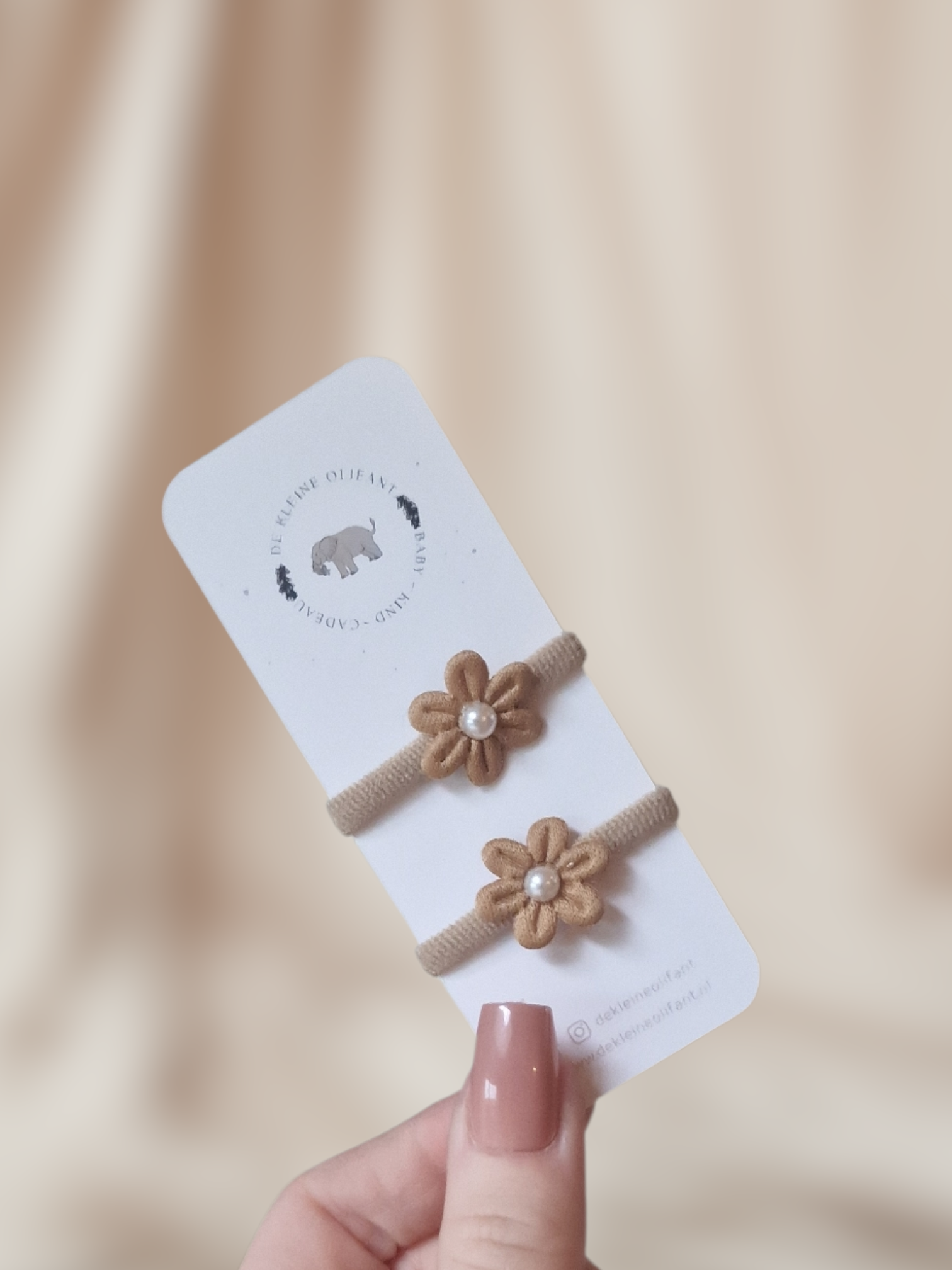 Haarelastiekjes Baby - Bloemen/Taupe