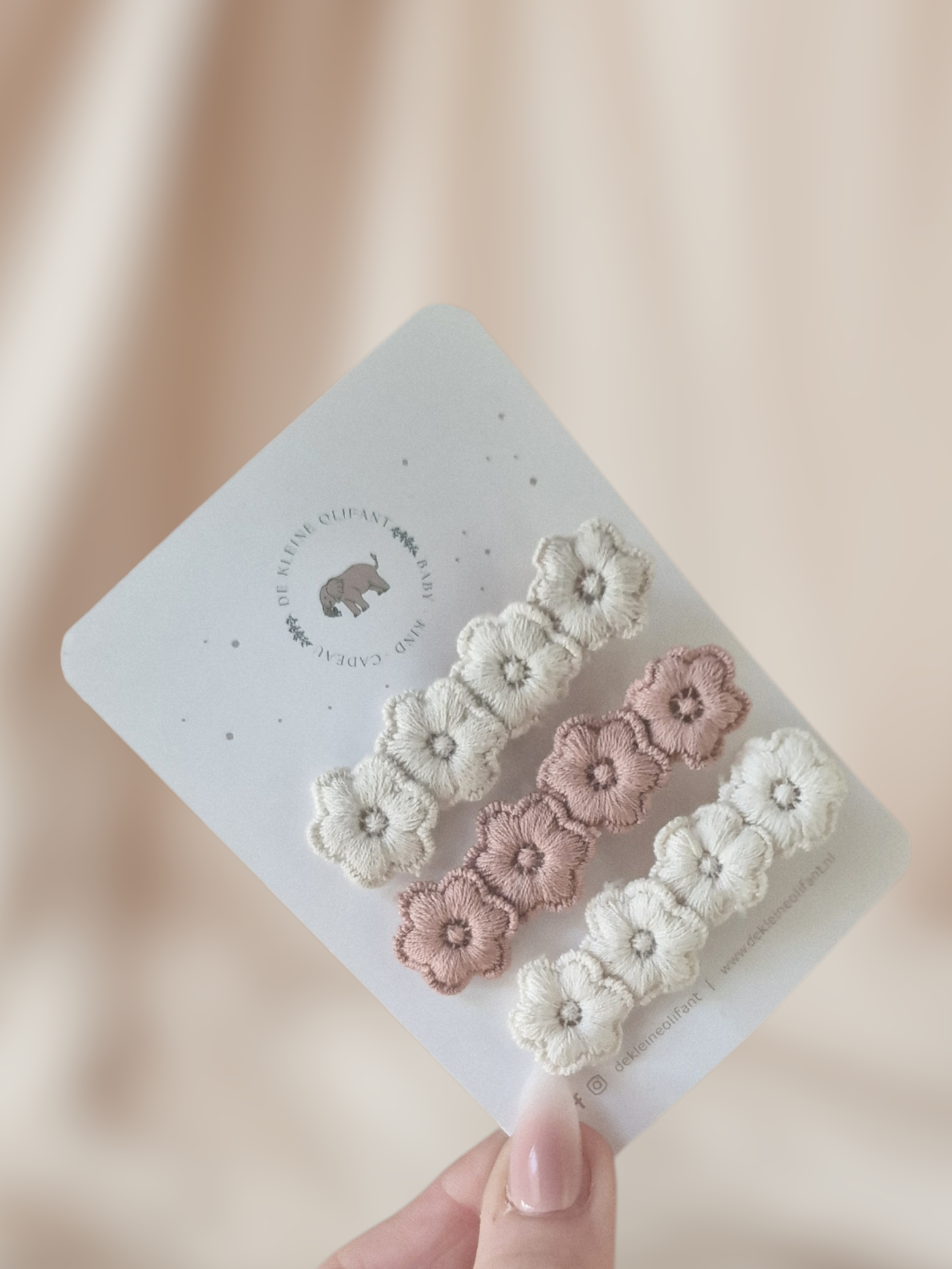 Haarspeldjes Kind - Bloemen - Crème/Roze/Wit