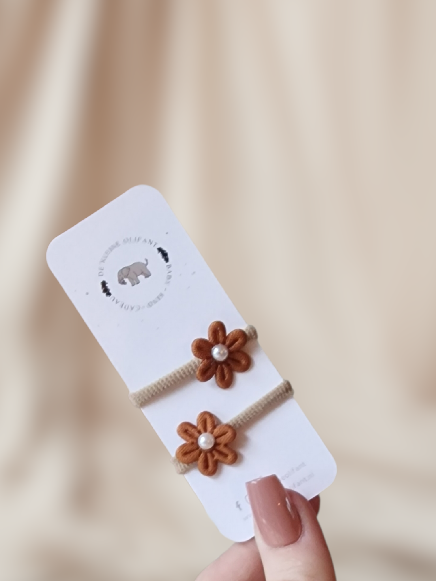 Haarelastiekjes Baby - Bloemen/Roest