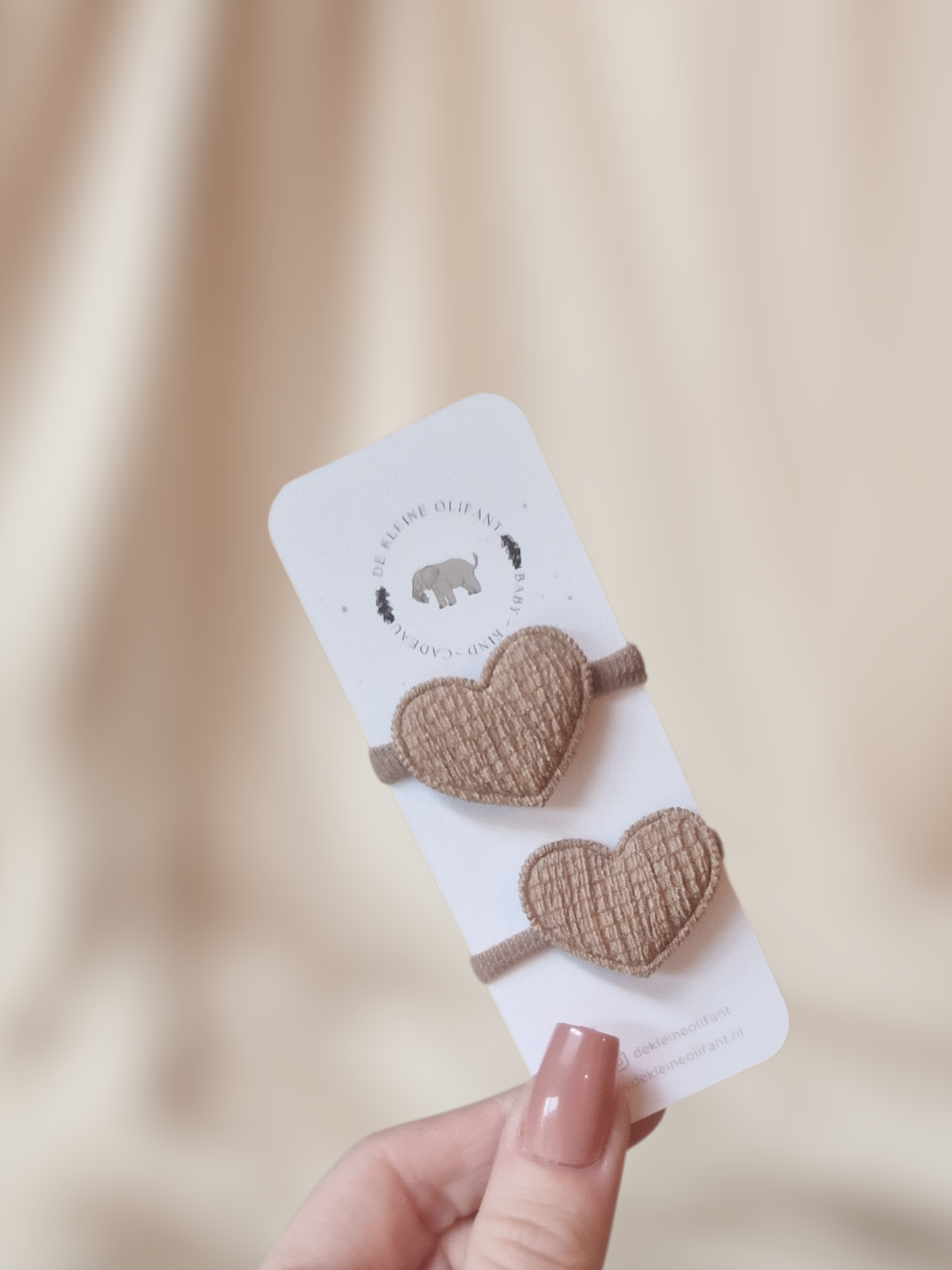 Haarelastiekjes Baby - Hartjes/Bruin