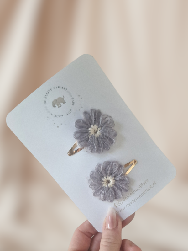 Haarspeldjes Kind- Bloem/Grijs/Goud