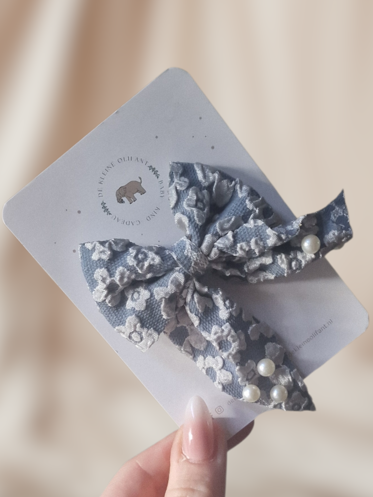 Haarspeld Kind - Grote Strik - Blauw - Parels