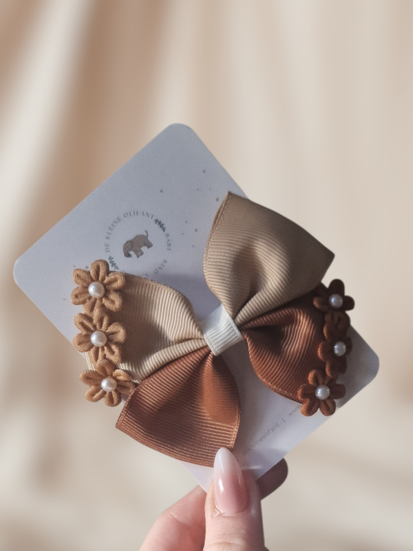 Haarspeld Kind - Grote Strik - Bruin/Beige