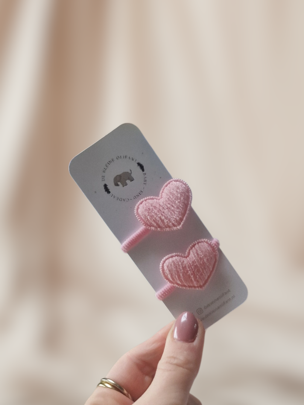 Haarelastiekjes Baby - Hartjes/Roze