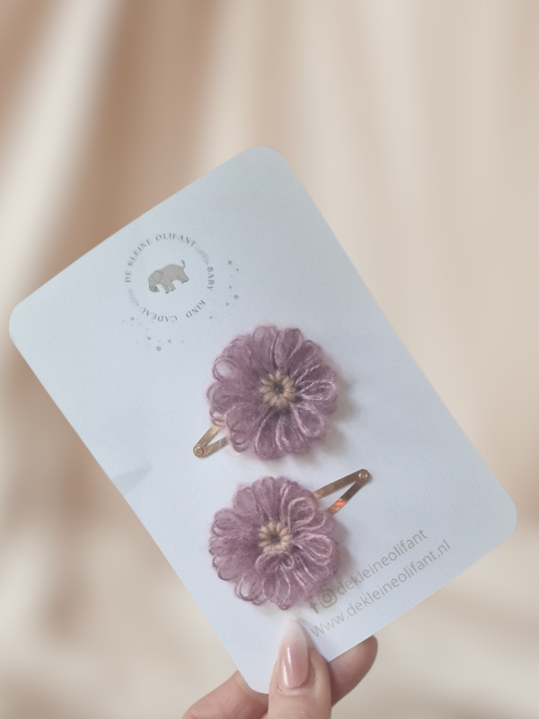 Haarspeldjes Kind - Bloem/Paars/Goud