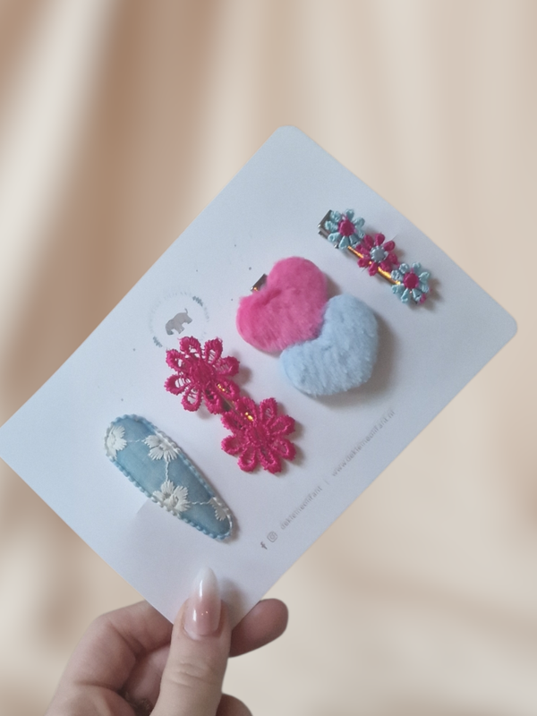 Haarspeldjes Kind - Mix - Blauw/Knal Roze