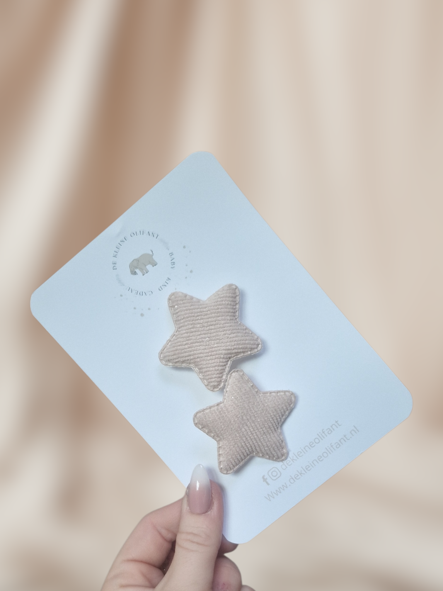 Haarelastiekjes Kind - Ster - Ribstof/Crème