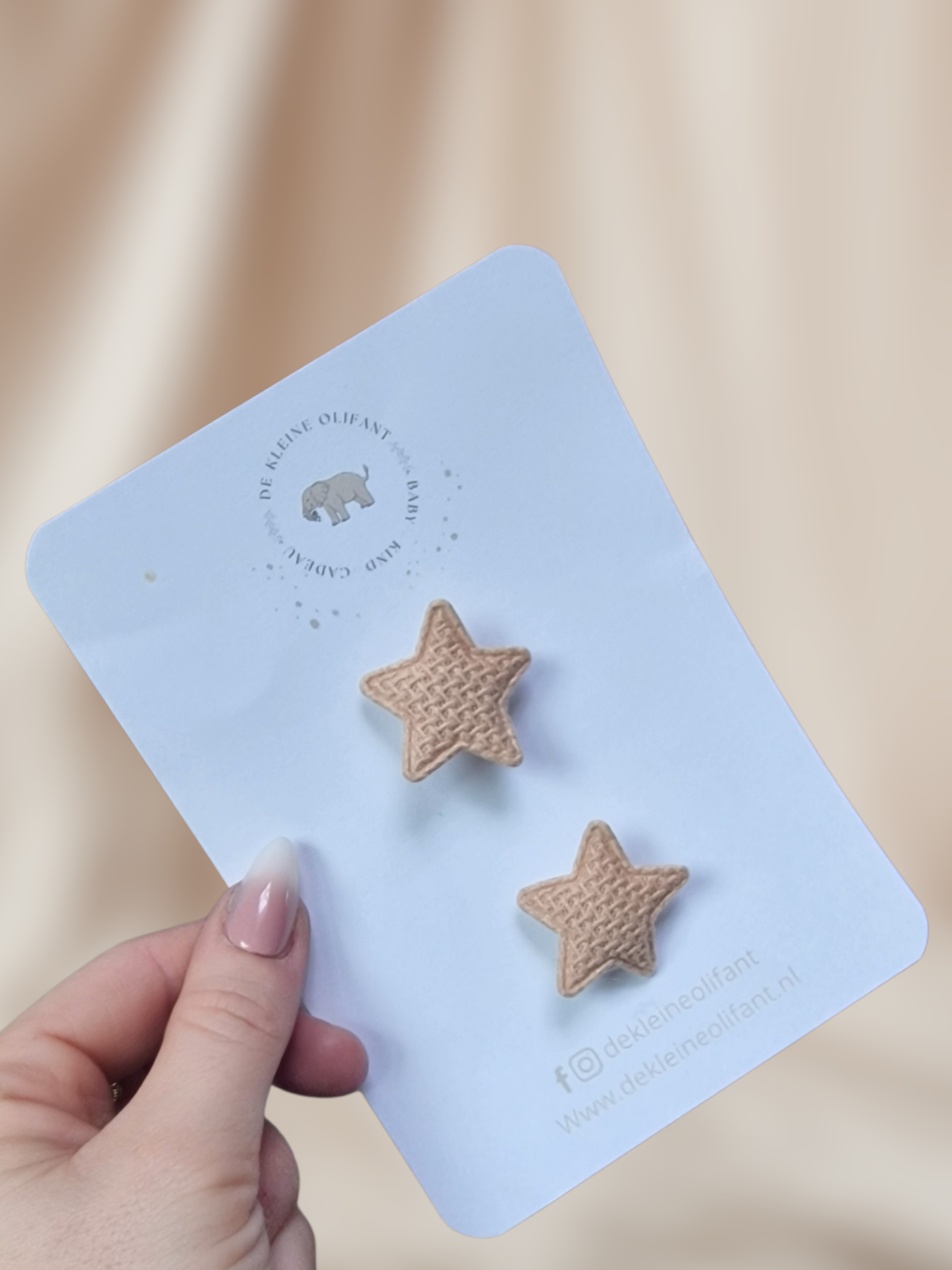 Haarelastiekjes Kind- Ster Ribstof - Beige