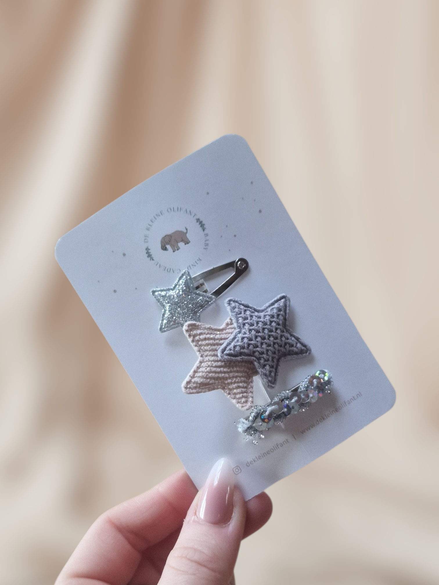 Haarspeldjes Baby - Sterren - Grijs