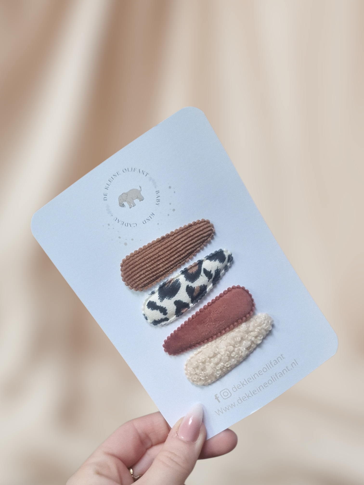 Basic Haarspeldjes Kind - Bruin - Panter/Ribstof