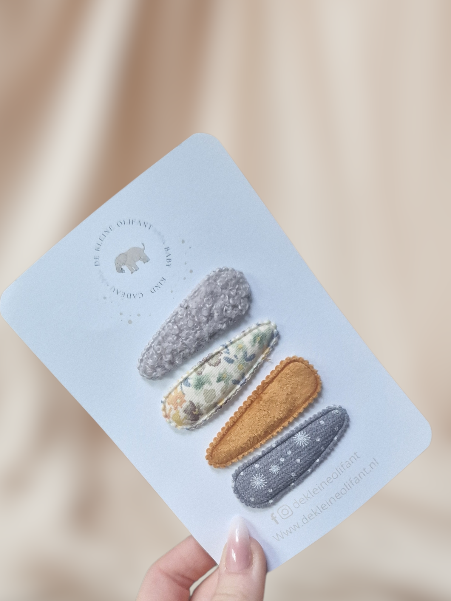 Basic Haarspeldjes Kind - Grijs/Geel - Sneeuw/Bloemen