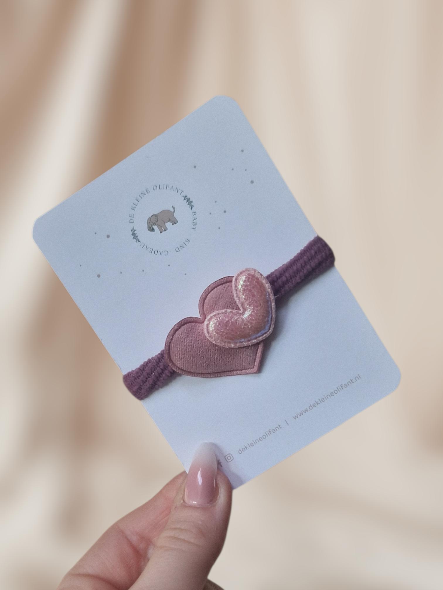 Haarelastiek Kind - Roze/Hartjes