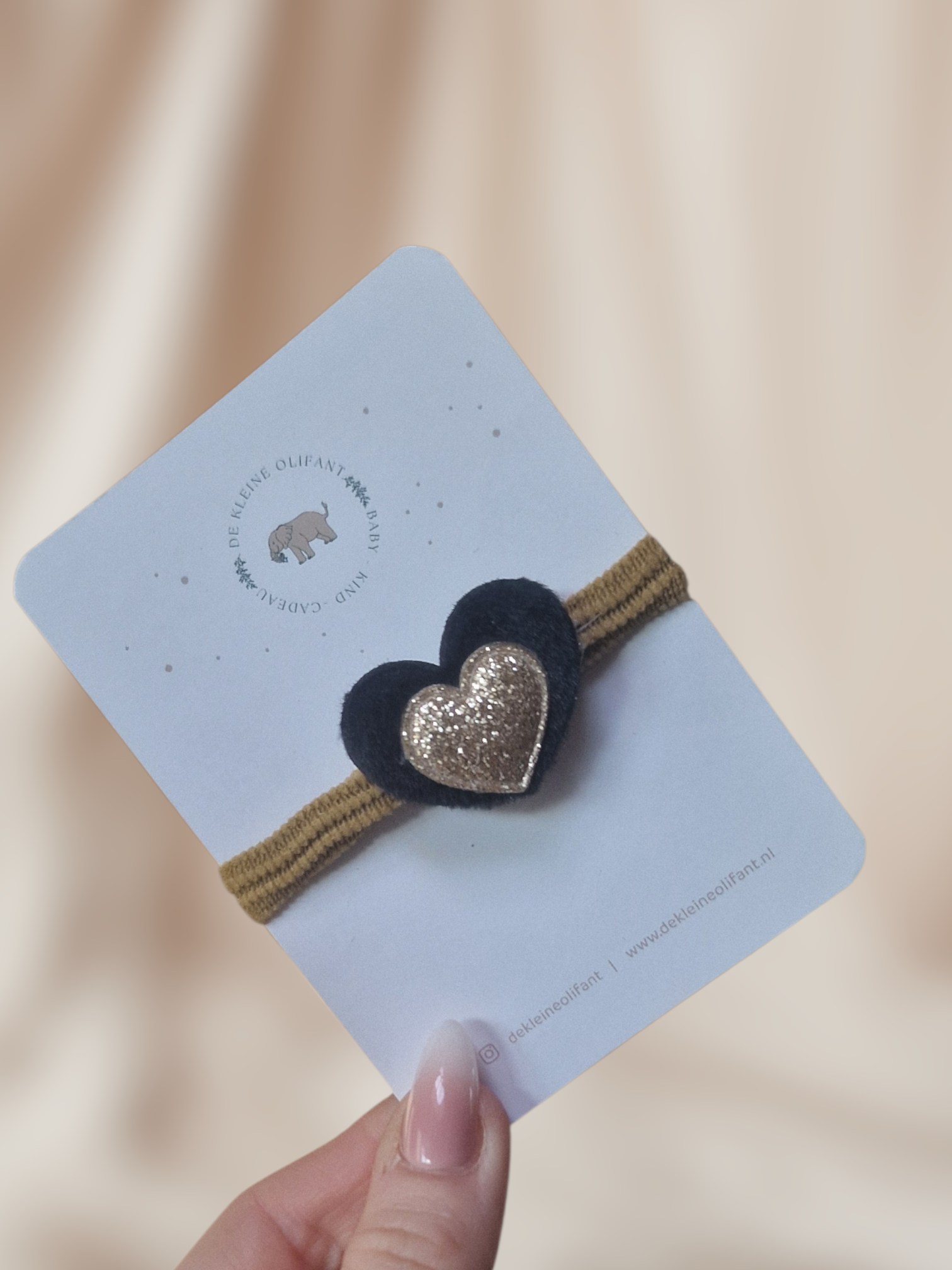 Haarelastiek Kind - Zwart/Goud Hart