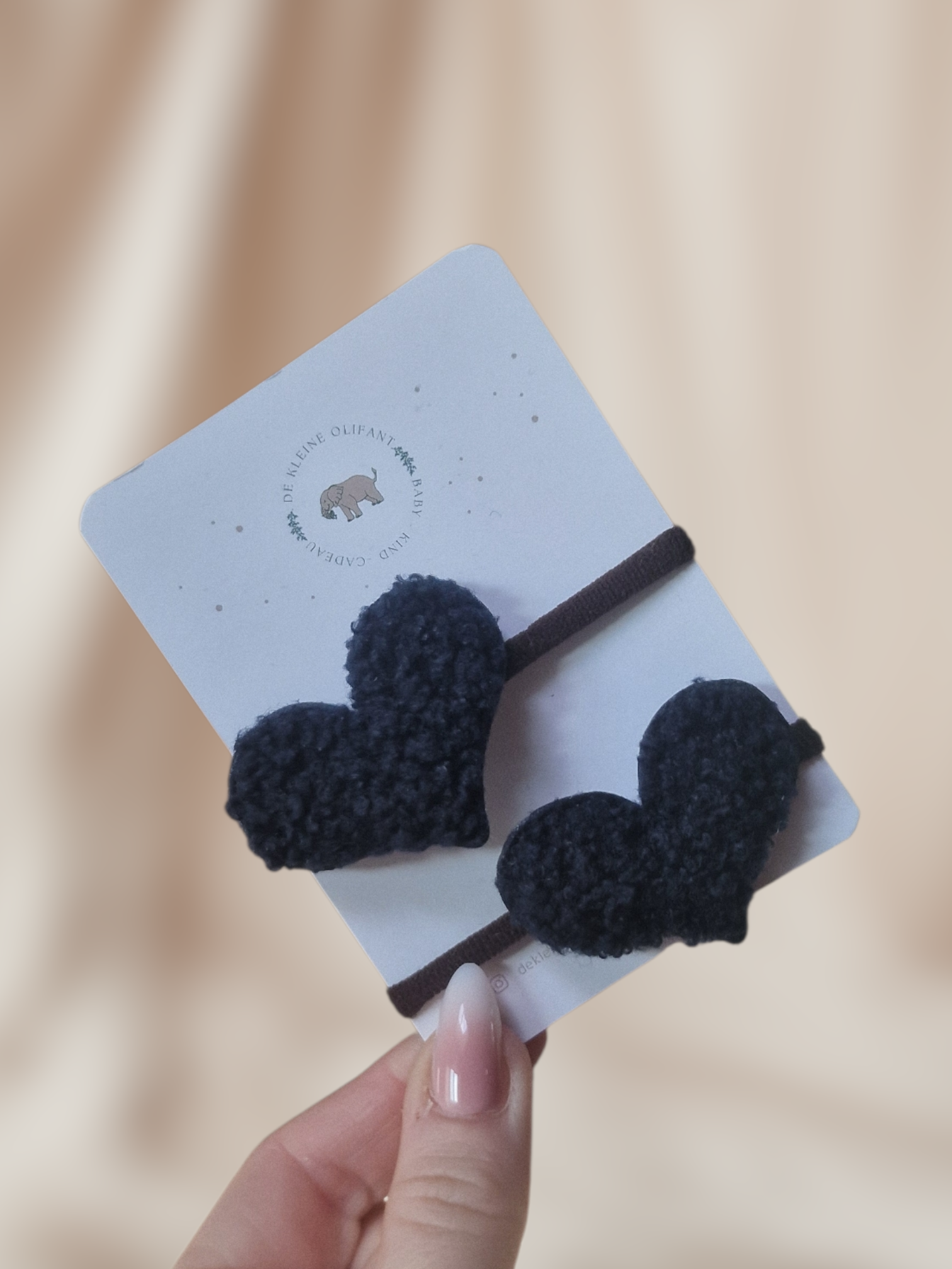 Haarelastiekjes Kind - Hartje - Teddy/Zwart