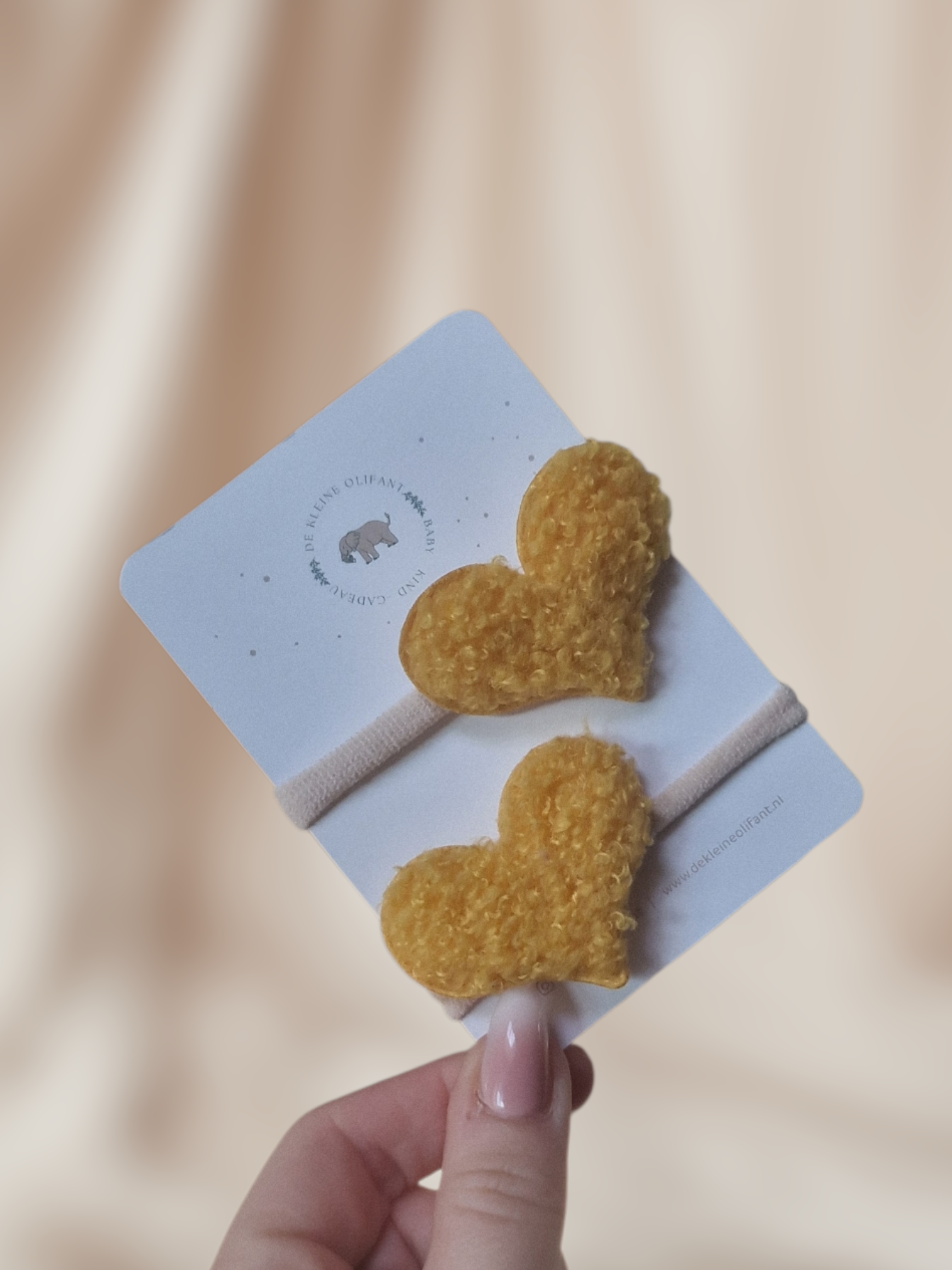 Haarelastiekjes Kind - Hartje - Teddy/Geel