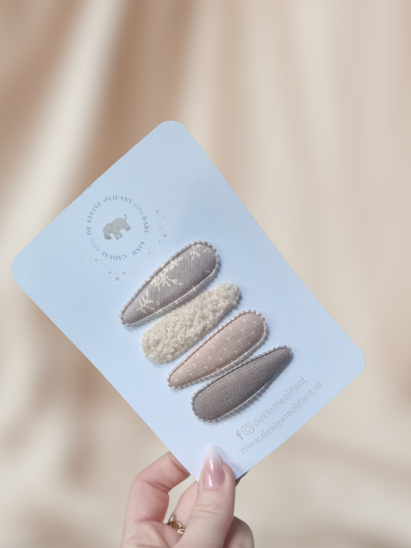 Basic Haarspeldjes Kind - Crème/Bruin - Teddy