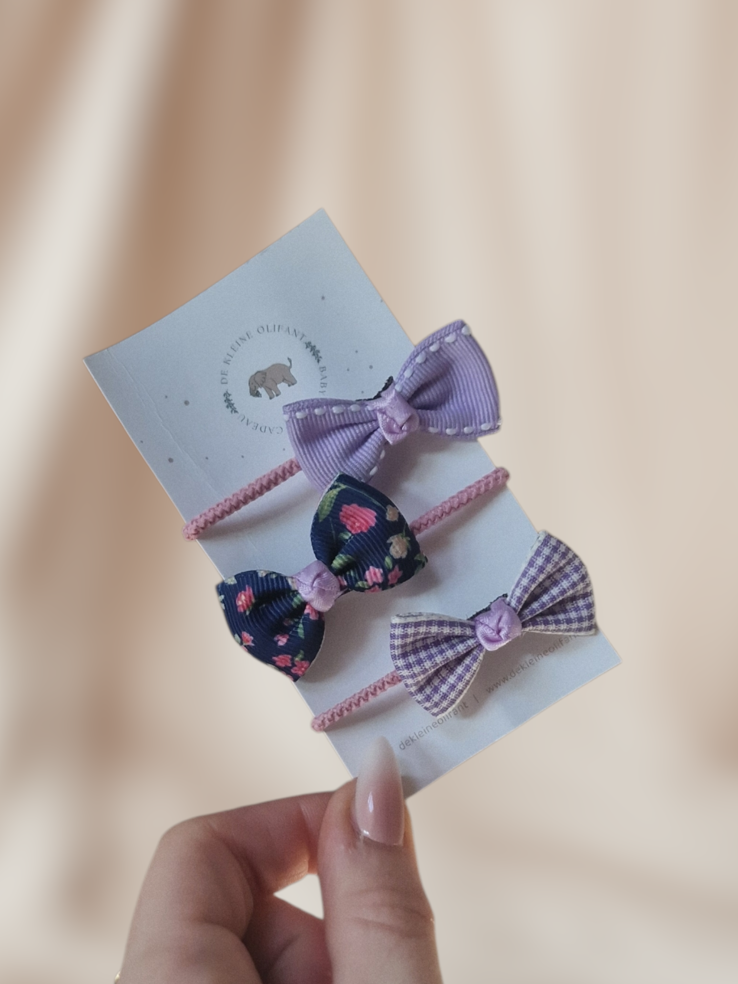 Haarelastiekjes Kind - Strikjes/ Blauw/Paars