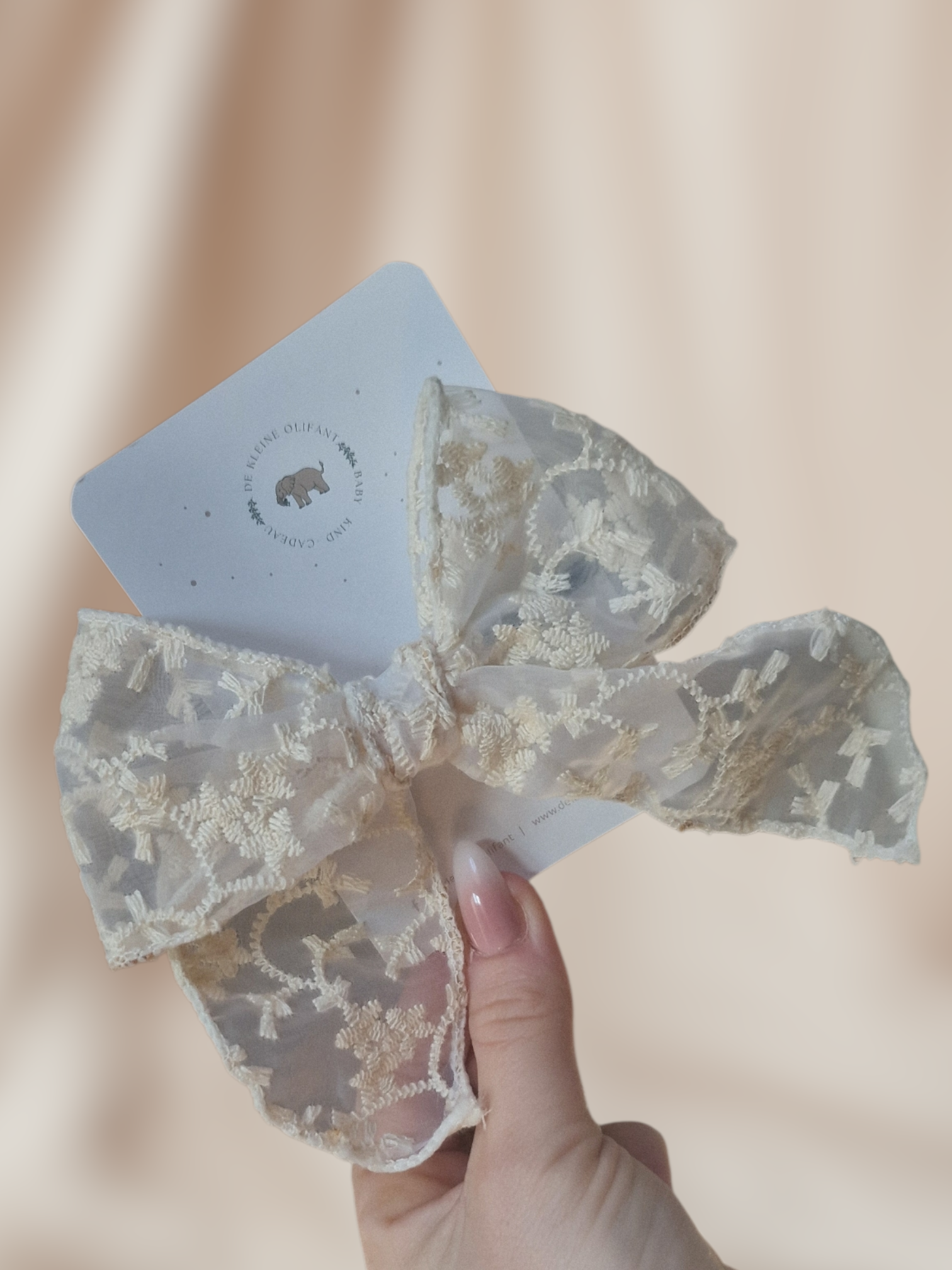 Haarelastiek Kind - Kanten Strik - Beige Takjes