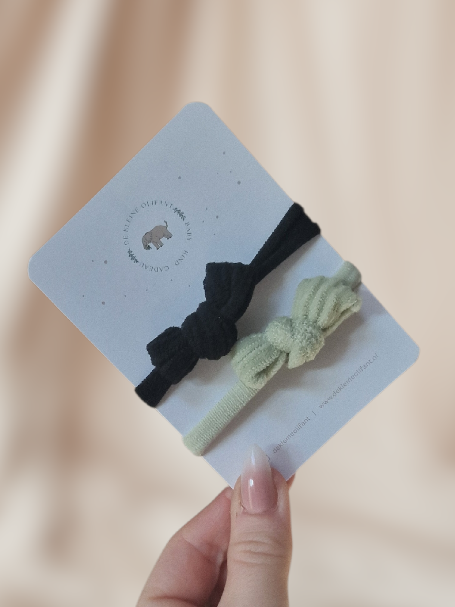 Haarelastiekjes Kind - Strikjes - Bruin/Groen