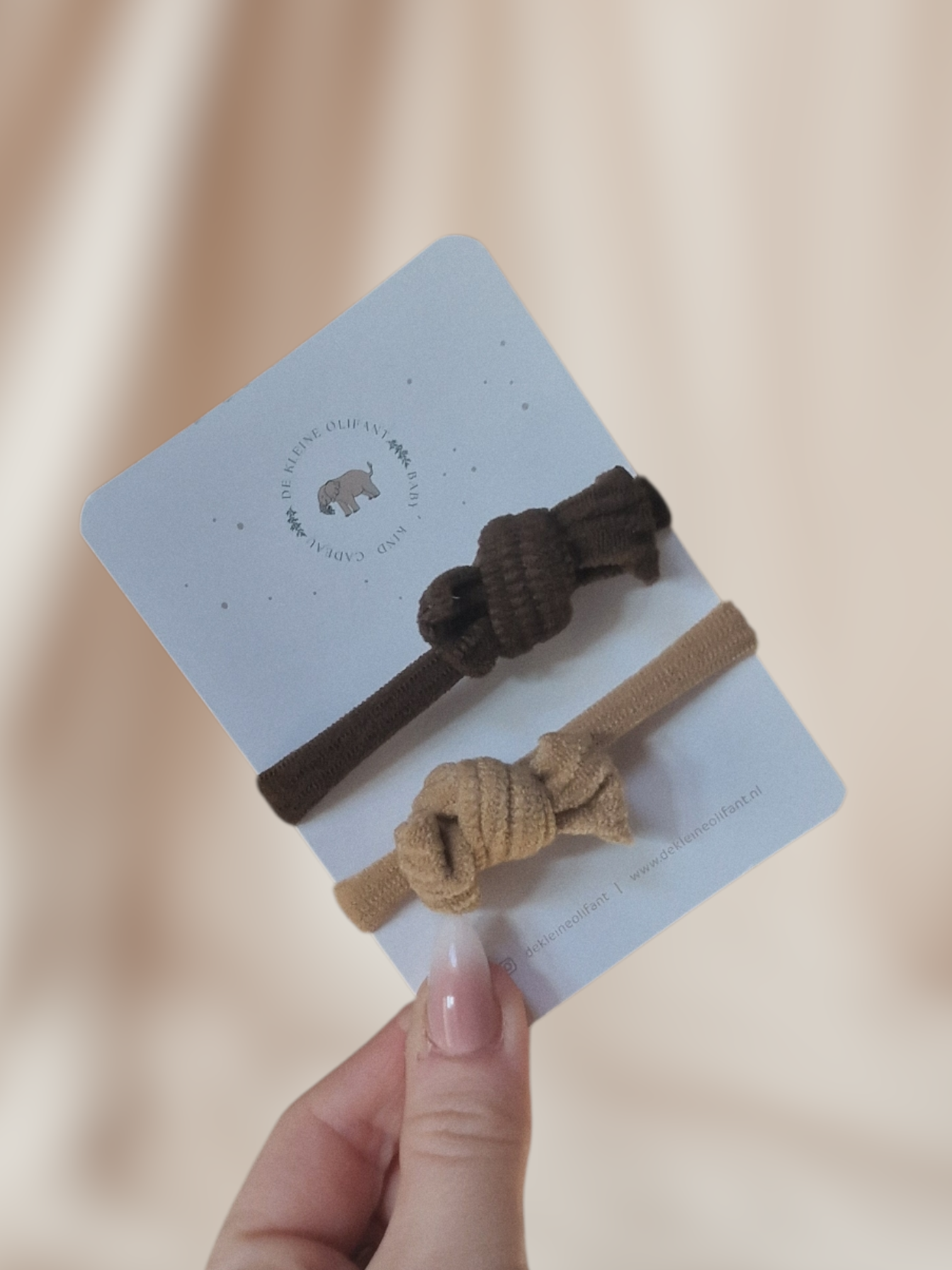 Haarelastiekjes Kind - Strikjes - Bruin/Zand