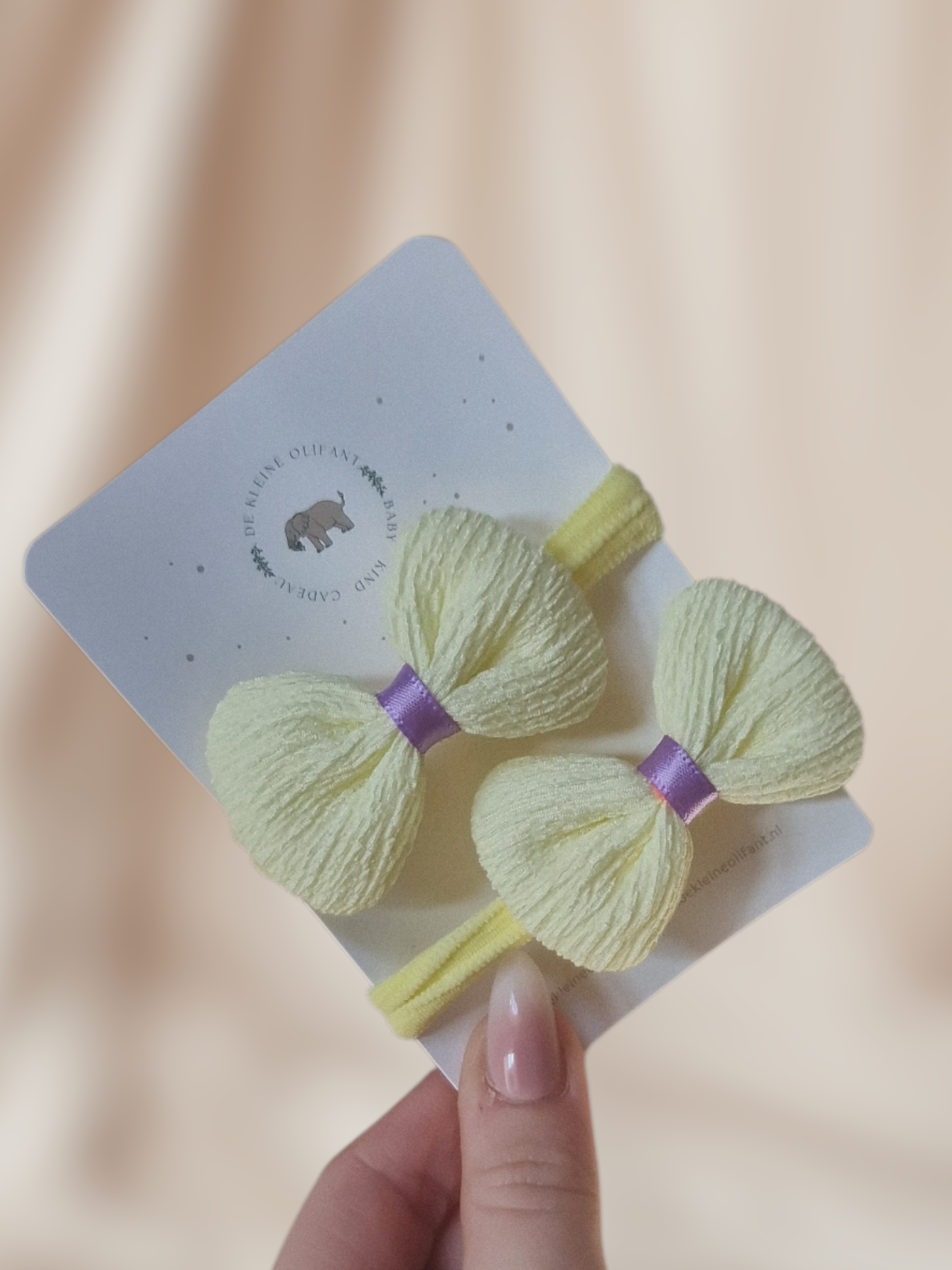 Haarelastiekjes Kind- Strik - Paars/Geel