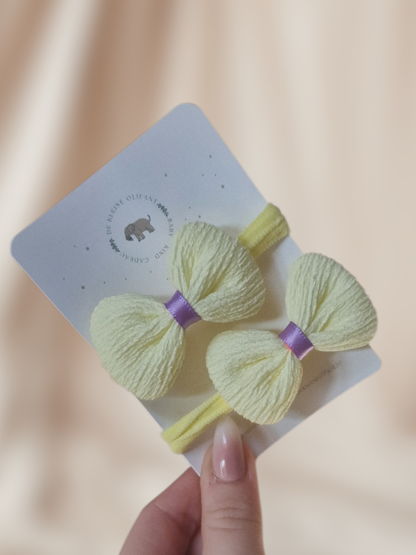 Haarelastiekjes Kind- Strik - Paars/Geel