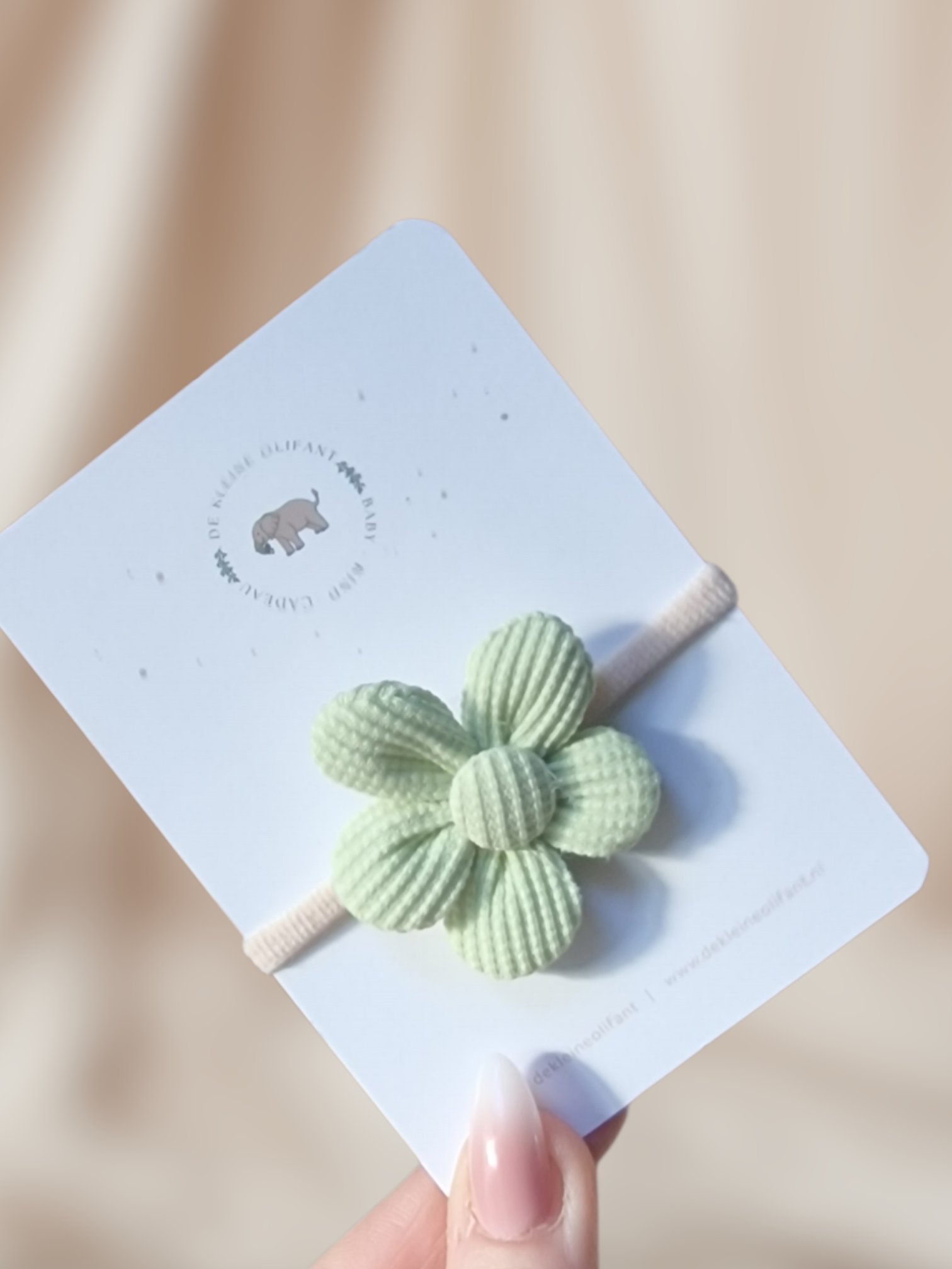 Haarelastiekje Kind - Bloem - Groen - Rib